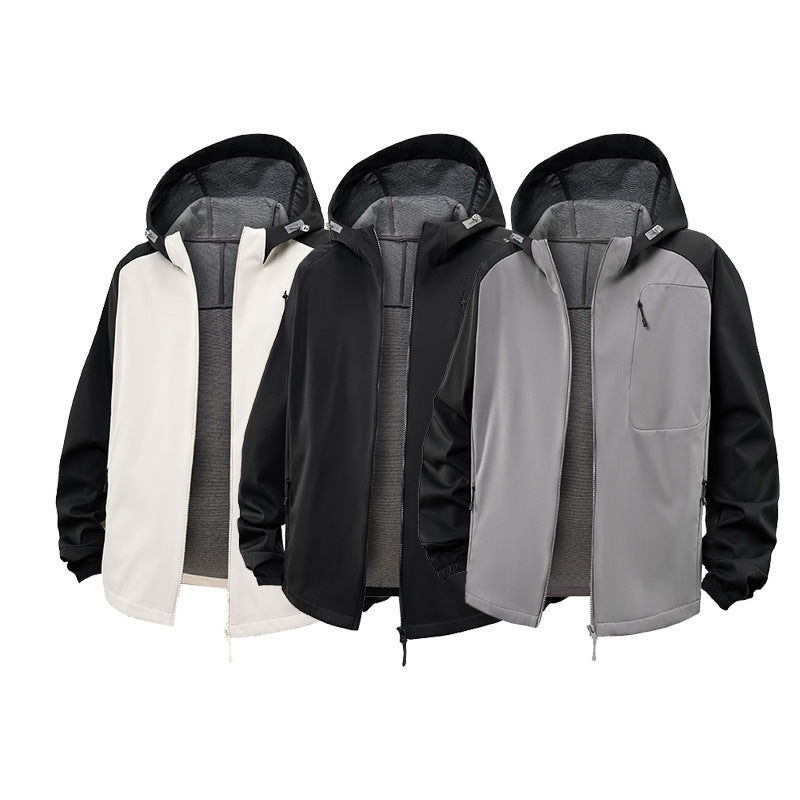 Herren Wasserdichte Softshell-Kapuzenjacke mit Fleece-Innenfutter, winddicht und mit Brustreißverschluss Echo Archiv