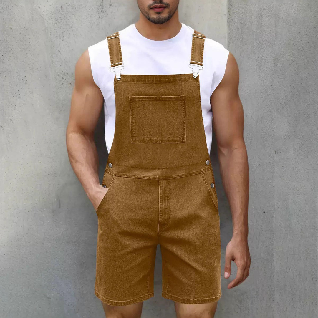 Herren Denim-Latzshorts mit modernen Taschen und verstellbaren Trägern Echo Archiv