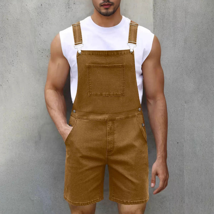 Herren Denim-Latzshorts mit modernen Taschen und verstellbaren Trägern Echo Archiv