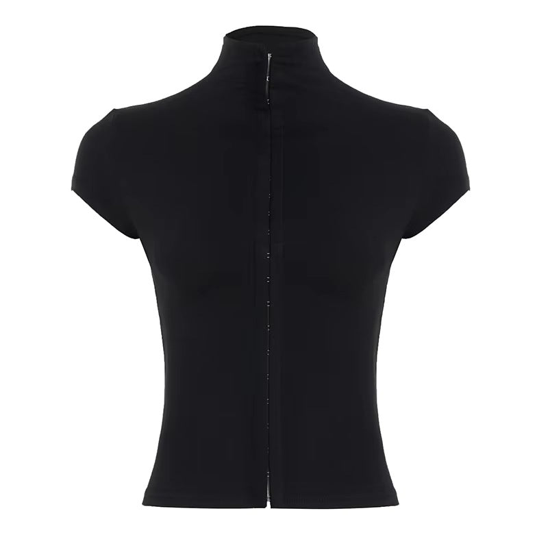 Damen sportliches Kurzarm-T-Shirt mit hoher Kragenführung Echo Archiv