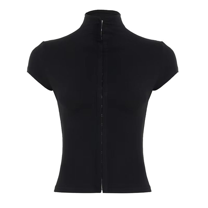 Damen sportliches Kurzarm-T-Shirt mit hoher Kragenführung Echo Archiv