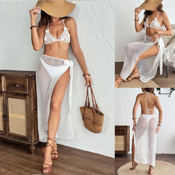 Damen Häkel-Bikini-Set mit transparentem Maxirock Echo Archiv