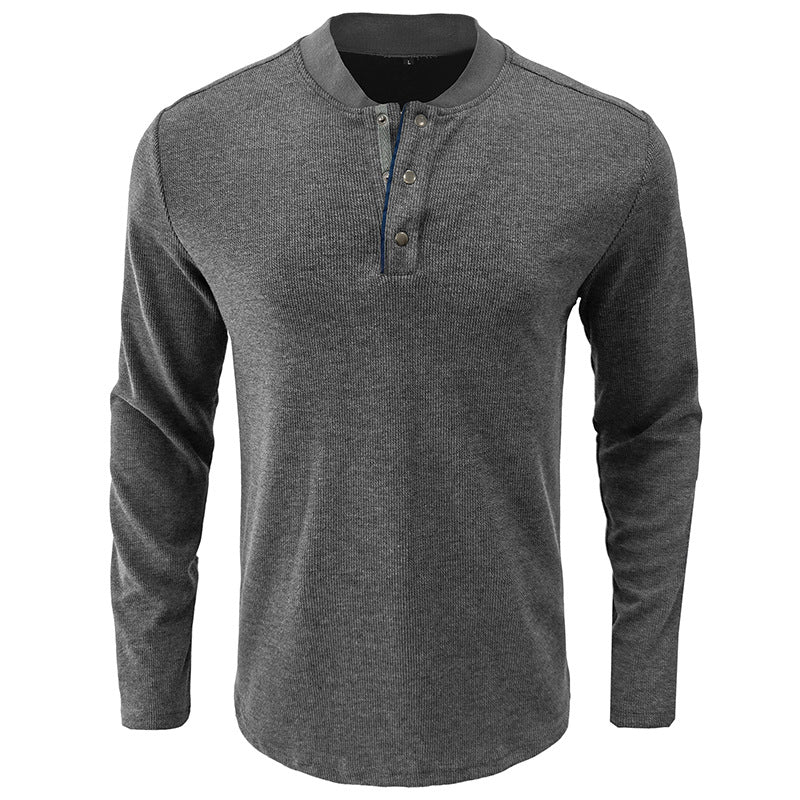 Herren Langarmshirt mit Knopfleiste und strukturiertem Design Echoarchiv
