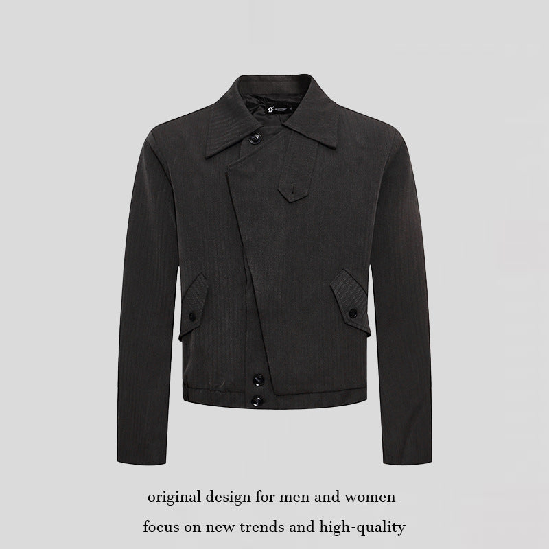 Herren kurzes asymmetrisches Twill-Blouson mit verdeckter Knopfleiste Echoarchiv
