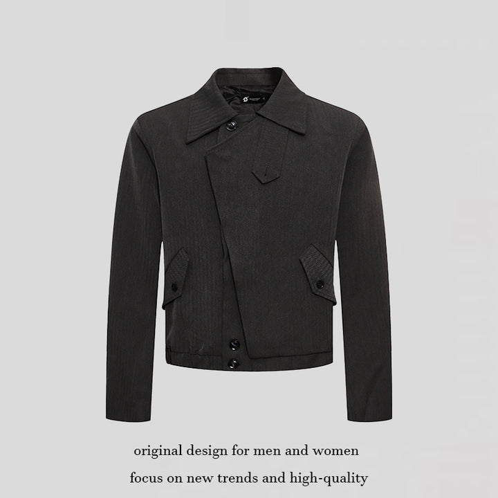 Herren kurzes asymmetrisches Twill-Blouson mit verdeckter Knopfleiste Echoarchiv