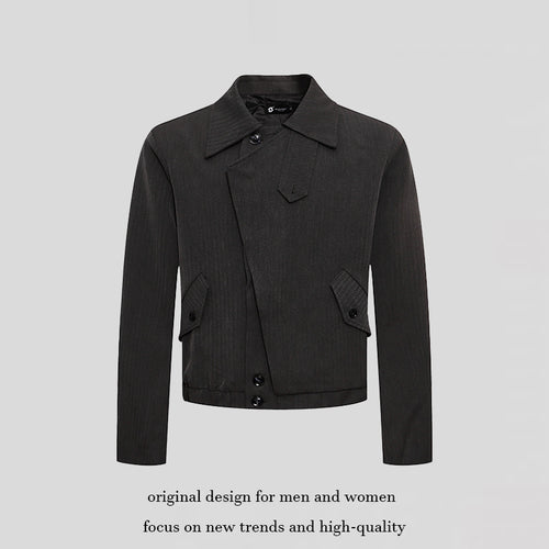 Herren kurzes asymmetrisches Twill-Blouson mit verdeckter Knopfleiste Echoarchiv