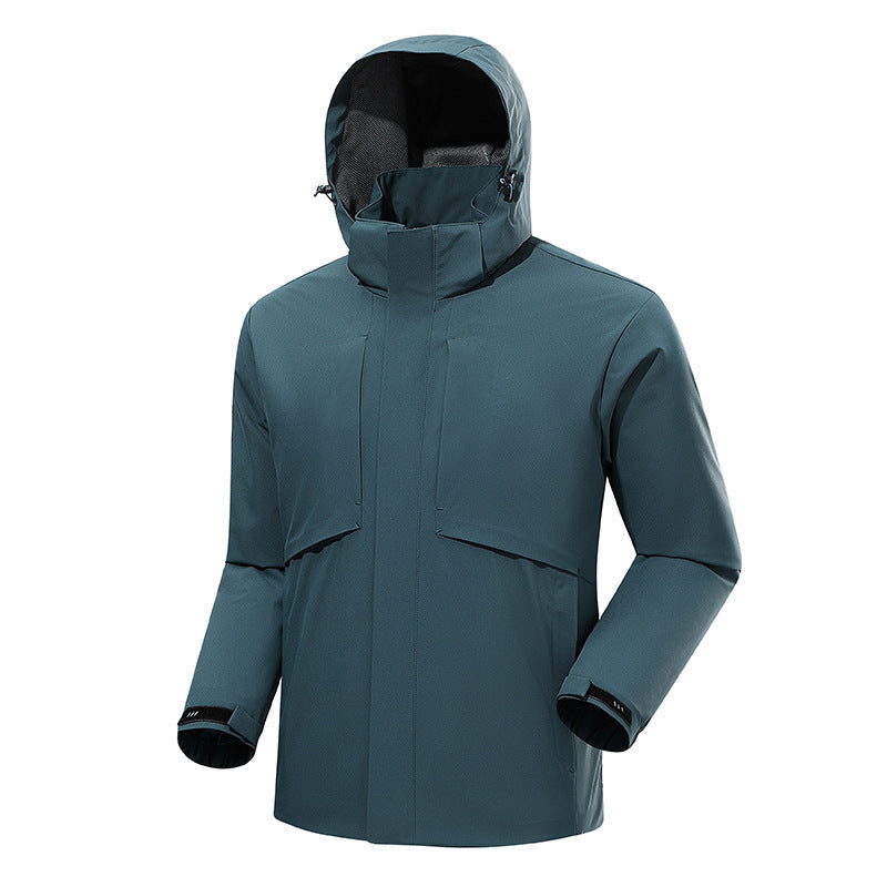 Herren urbaner wasserdichter Tech-Parka mit hochschließendem Kragen und minimalistischen Taschen Echoarchiv