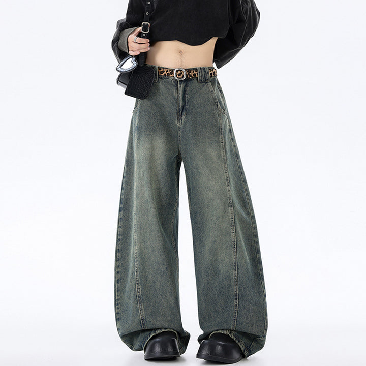 Herren Ultraweit geschnittene Denim-Hose im Palazzo-Stil mit tiefem Schritt Echo Archiv