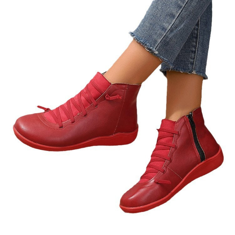 Damen Knöchelhohe Lederoptik-Sneaker mit seitlichem Reißverschluss und gepolstertem Komfortfußbett Echo Archiv