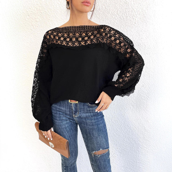Damen Elegantes Strickoberteil mit raffinierten Spitzenärmeln Echo Archiv