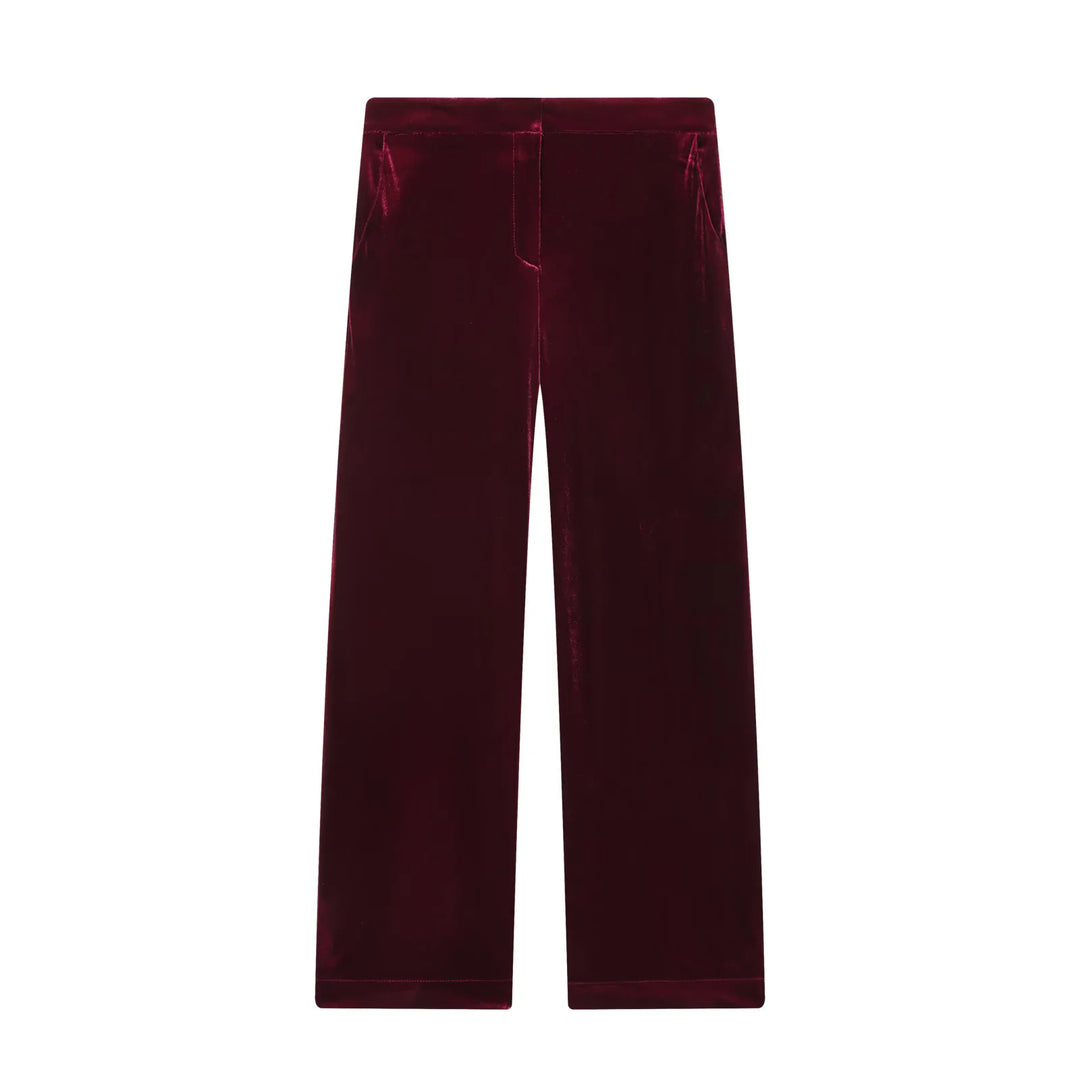 Damen weite Samt-Hose mit hoher Taille, geradem Bein und seitlichen Eingrifftaschen – Avélisse