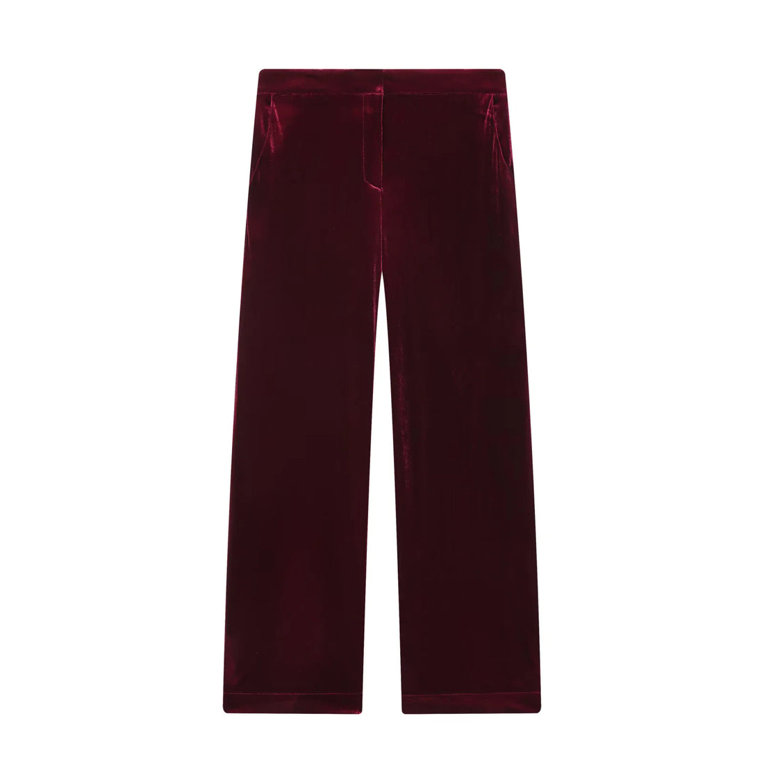 Damen weite Samt-Hose mit hoher Taille, geradem Bein und seitlichen Eingrifftaschen – Avélisse