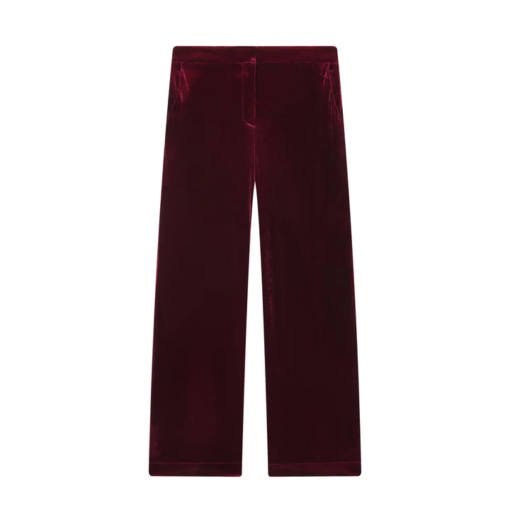 Damen weite Samt-Hose mit hoher Taille, geradem Bein und seitlichen Eingrifftaschen – Avélisse