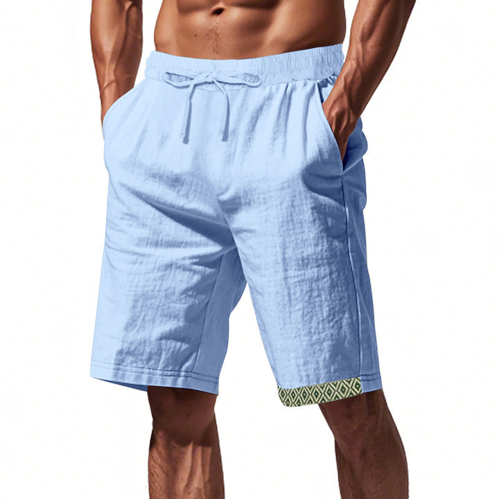 Herren lässige Strandshorts aus atmungsaktivem Leinenmix mit elastischem Bund und seitlichen Taschen Echoarchiv