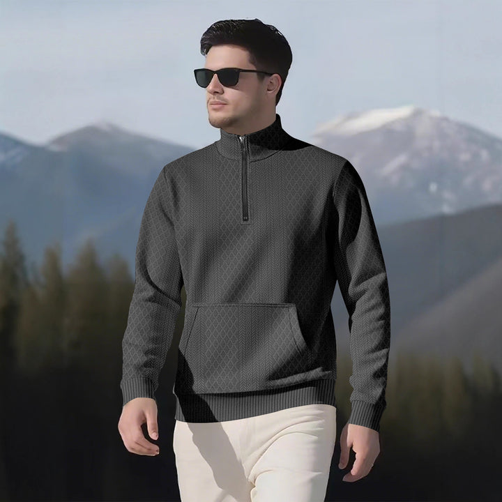 Herren modischer Fleece-Pullover mit hohem Kragen und Reißverschluss Echoarchiv
