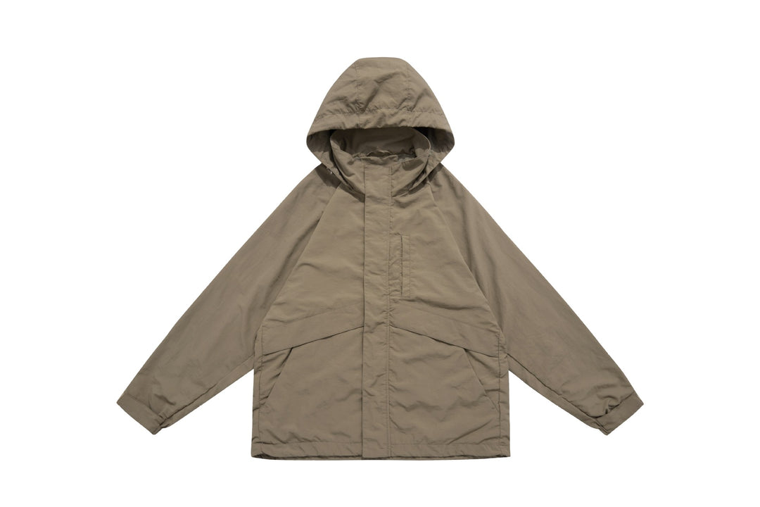 Unisex Weite wasserabweisende Kapuzenparka mit verdeckter Reißverschlussblende und Klappentaschen Echoarchiv