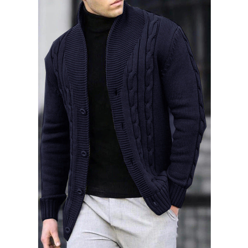 Herren Grobstrick-Cardigan mit Zopfmuster und schickem Revers Echoarchiv