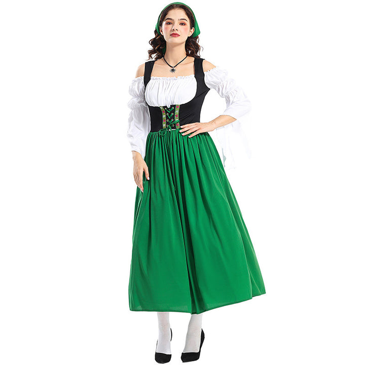Damen nan Renaissance-Bauernkleid mit geschnürtem Mieder, schulterfreiem Carmen-Oberteil und weitem Rock Echo Archiv