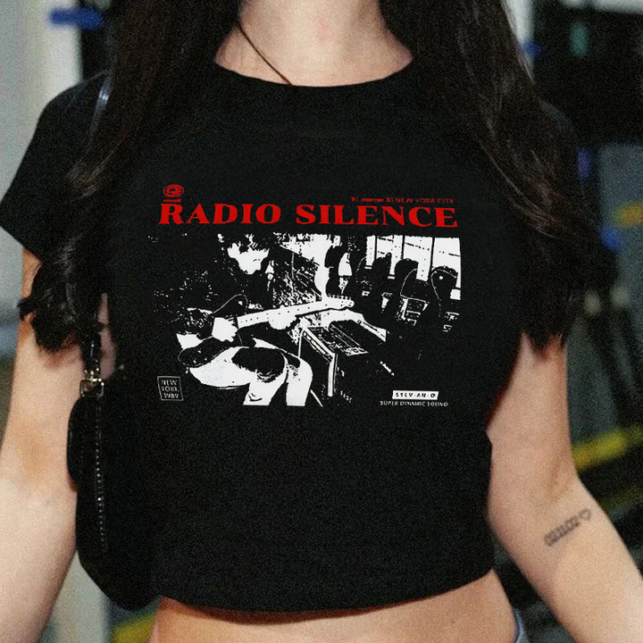 Damen Crop-T-Shirt mit fruchtigem Kirschdesign und lockerem Schnitt Echo Archiv
