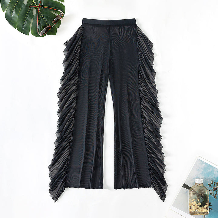Damen Elegante Strandhose mit verspielten Rüschendetails Echo Archiv