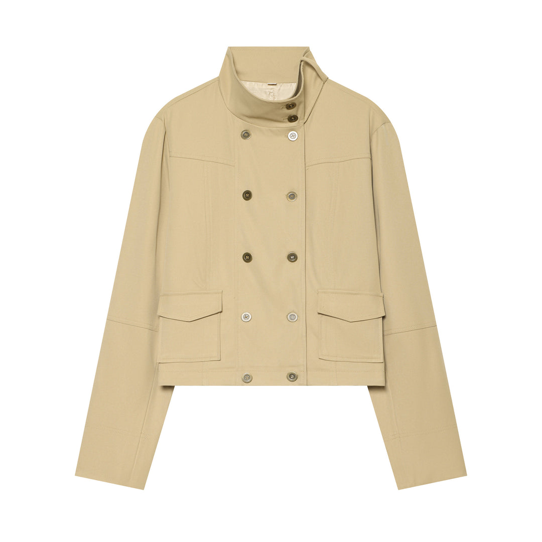 Damen Cropped Feldjacke im Utility‑Look mit Funnelkragen und aufgesetzten Pattentaschen Echo Archiv