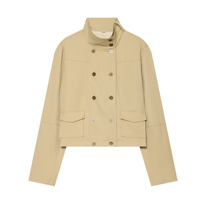 Damen Cropped Feldjacke im Utility‑Look mit Funnelkragen und aufgesetzten Pattentaschen Echo Archiv