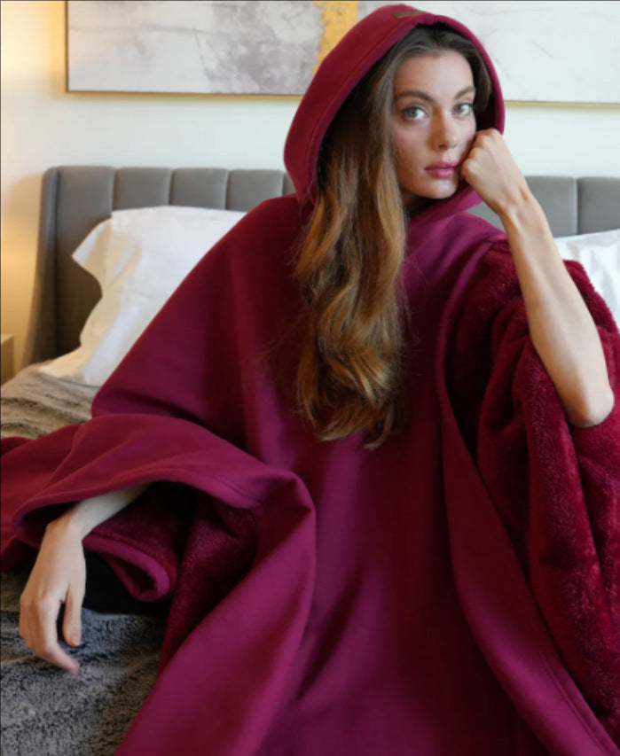 Unisex nan extra-großer Kapuzen-Poncho Kuschelüberwurf mit Mikrofleece-Innenfutter und Thermo-Wärmespeicher Echo Archiv