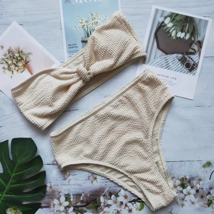 Damen Bikini-Set mit strukturierter Oberfläche und modischem Knoten Echo Archiv