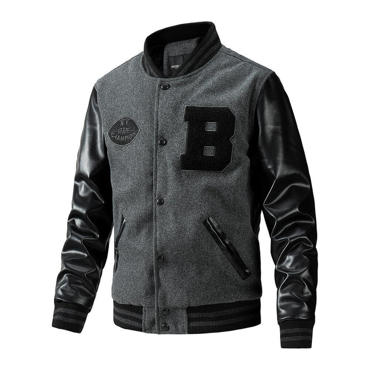 Herren stylische Collegejacke mit Lederärmeln Echo Archiv