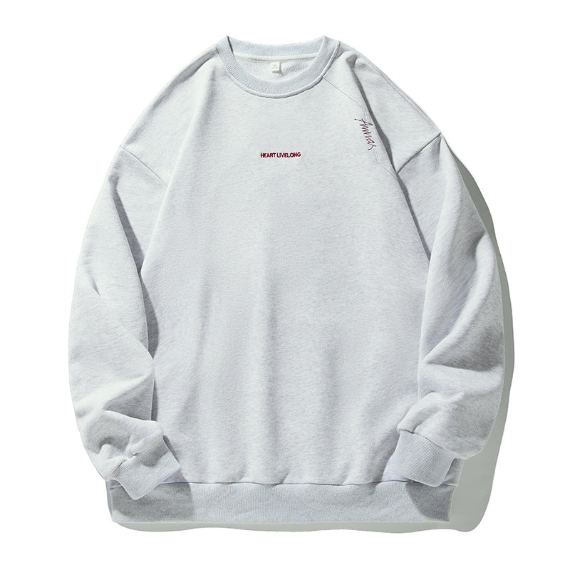 Unisex Oversize Rundhals-Sweatshirt aus Baumwollmix mit feiner Bruststickerei Echo Archiv
