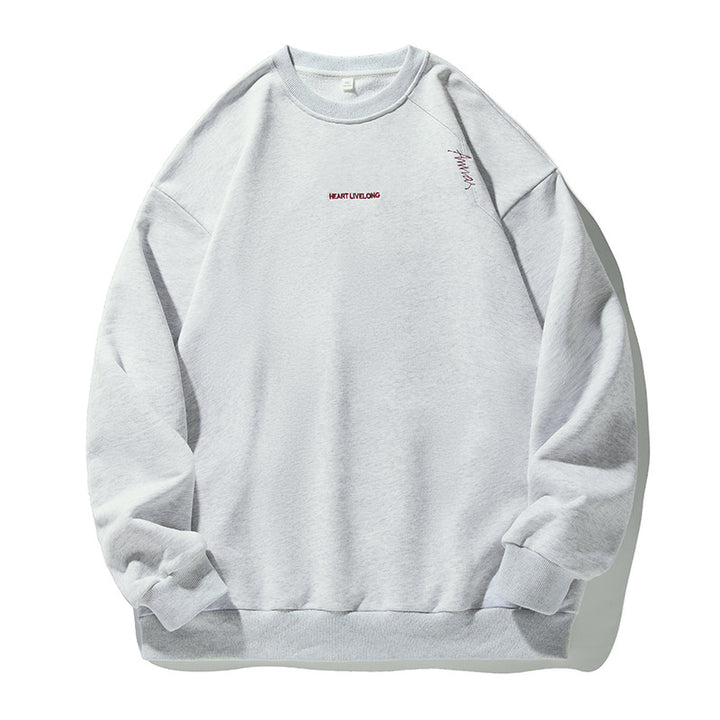 Unisex Oversize Rundhals-Sweatshirt aus Baumwollmix mit feiner Bruststickerei Echo Archiv