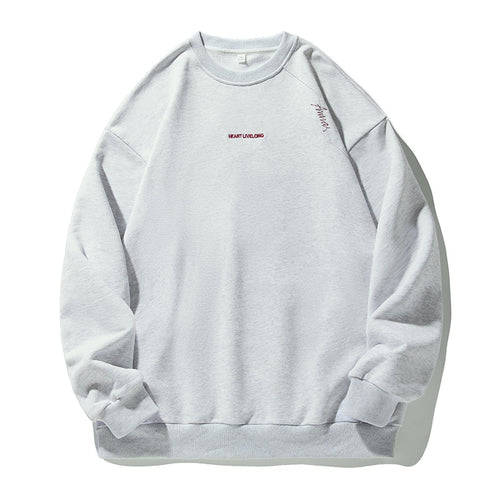 Unisex Oversize Rundhals-Sweatshirt aus Baumwollmix mit feiner Bruststickerei Echo Archiv