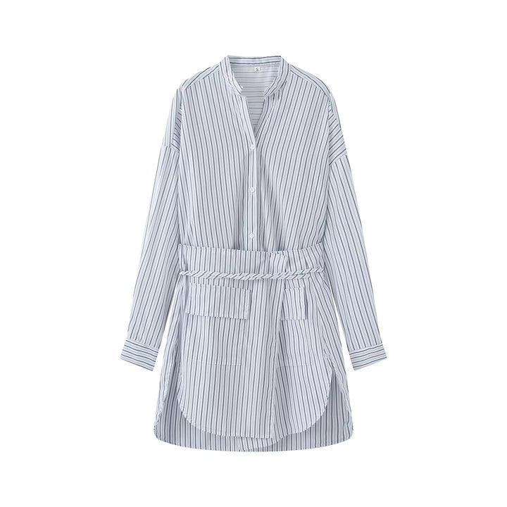 Damen Hemdblusenkleid mit Taillengürtel, Mandarin-Kragen und aufgesetzten Taschen Echo Archiv