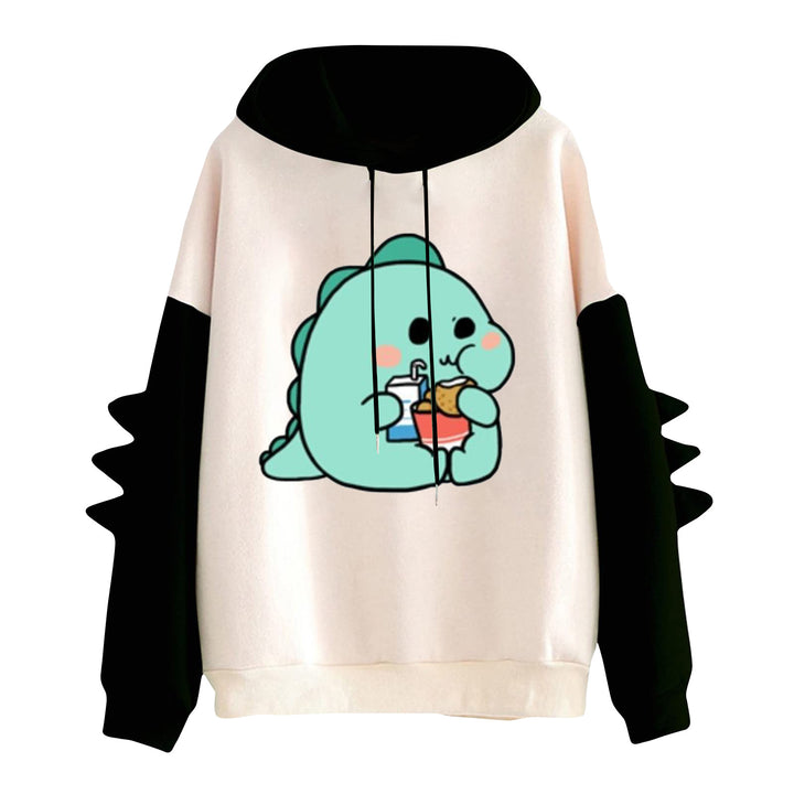 Damen Kapuzenpullover mit niedlichem Frosch-Motiv, Kängurutasche und volumigen Ärmelapplikationen – Auréline