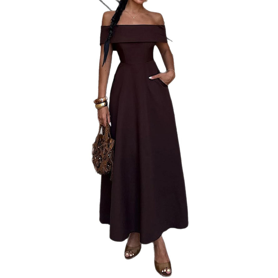 Damen Off-Shoulder Maxikleid mit Taschen und eleganter Silhouette Echo Archiv