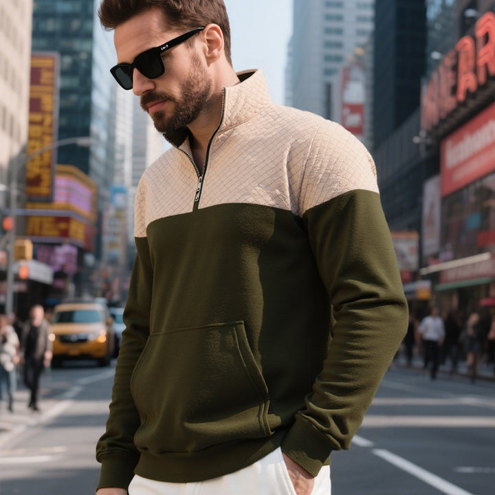 Herren modischer Sweatshirt mit hohem Kragen und zwei Taschen Echoarchiv