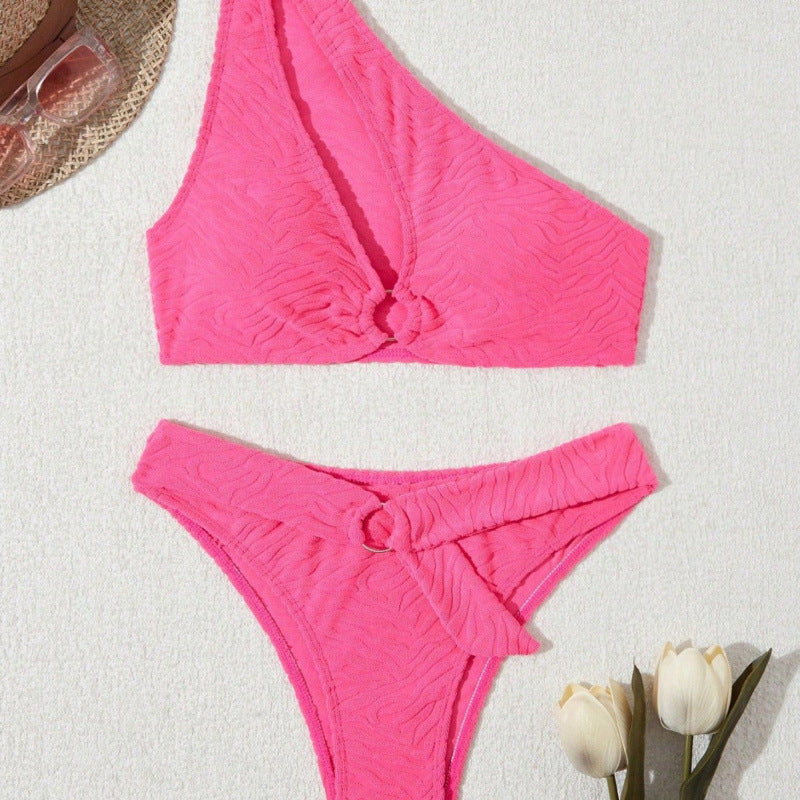 Damen Einseitiger Bikini im modernen Wellenmuster mit asymmetrischem Oberteil Echo Archiv