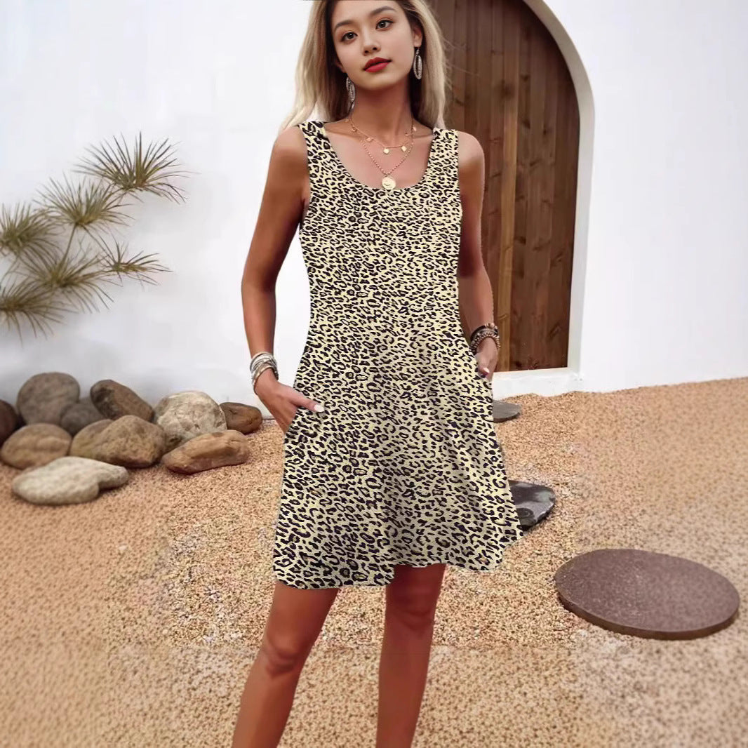 Damen lässiges Sommerkleid mit Federmuster und praktischen Seitentaschen Echo Archiv