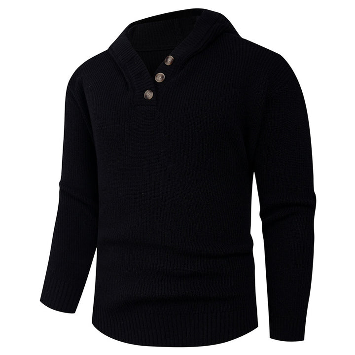 Herren Pullover mit Schalkragen und Holzknöpfen Echoarchiv