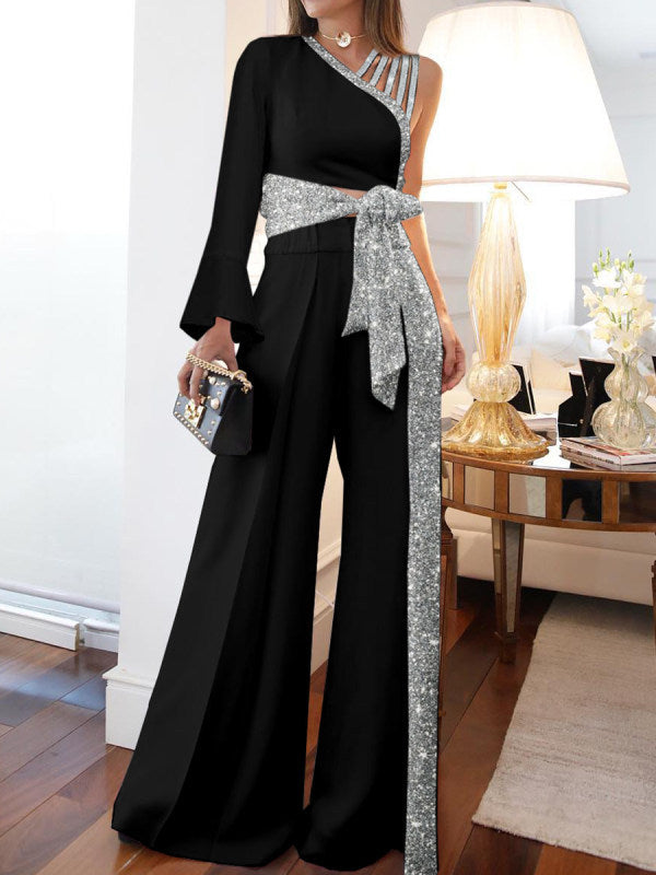 Echoarchiv | Off-Shoulder Weite Bein Hose Set