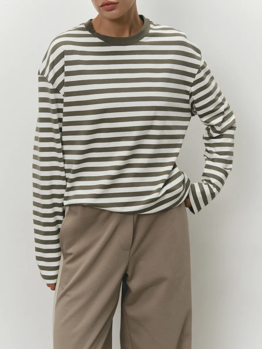 Damen Lässiges gestreiftes Langarmshirt Echo Archiv