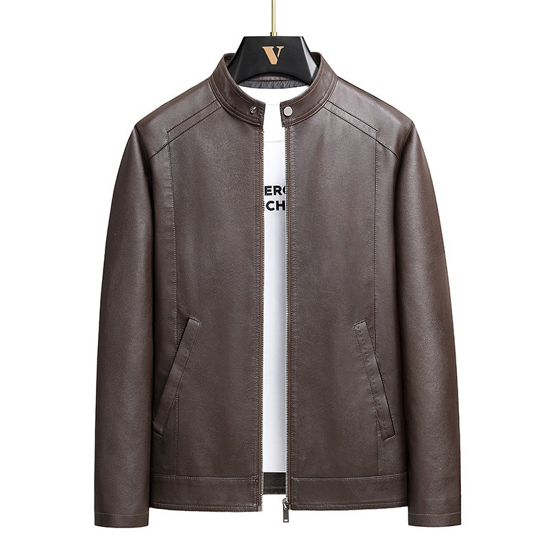 Herren Schlichte Kunstleder-Cityjacke mit Stehkragen, Zweiwege-Reißverschluss & Eingrifftaschen Echoarchiv