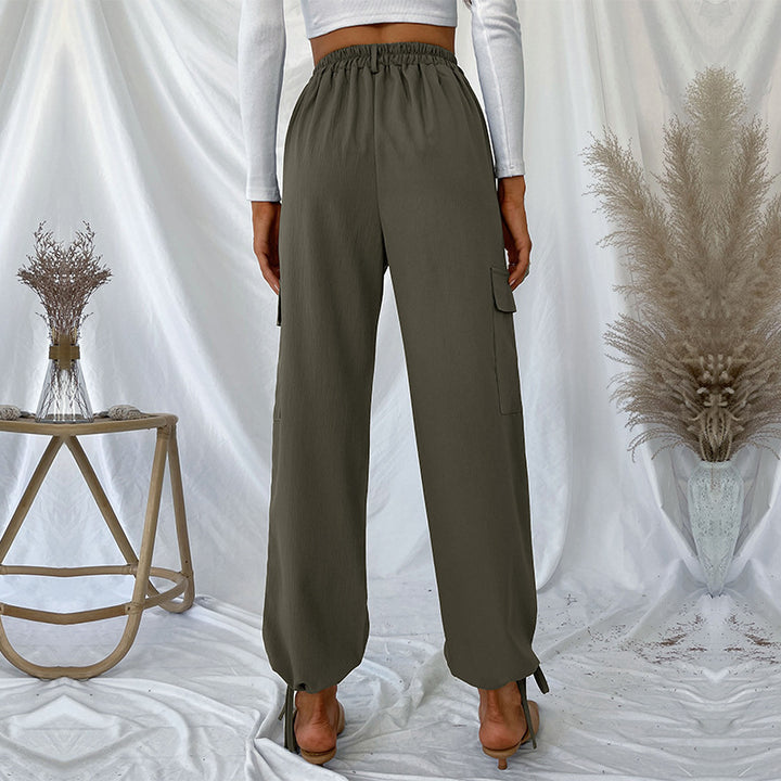 Damen High-Waist Cargo-Joggerhose mit Pattentaschen und Saum-Tunnelzug Echoarchiv