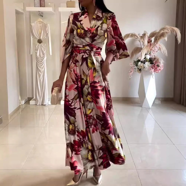Damen nan Maxikleid mit Reverskragen, Kimonoärmeln und taillierendem Bindegürtel Echo Archiv