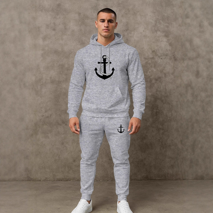 Herren Hoodie- und Jogginghose-Set mit maritimem Ankerdesign Echoarchiv