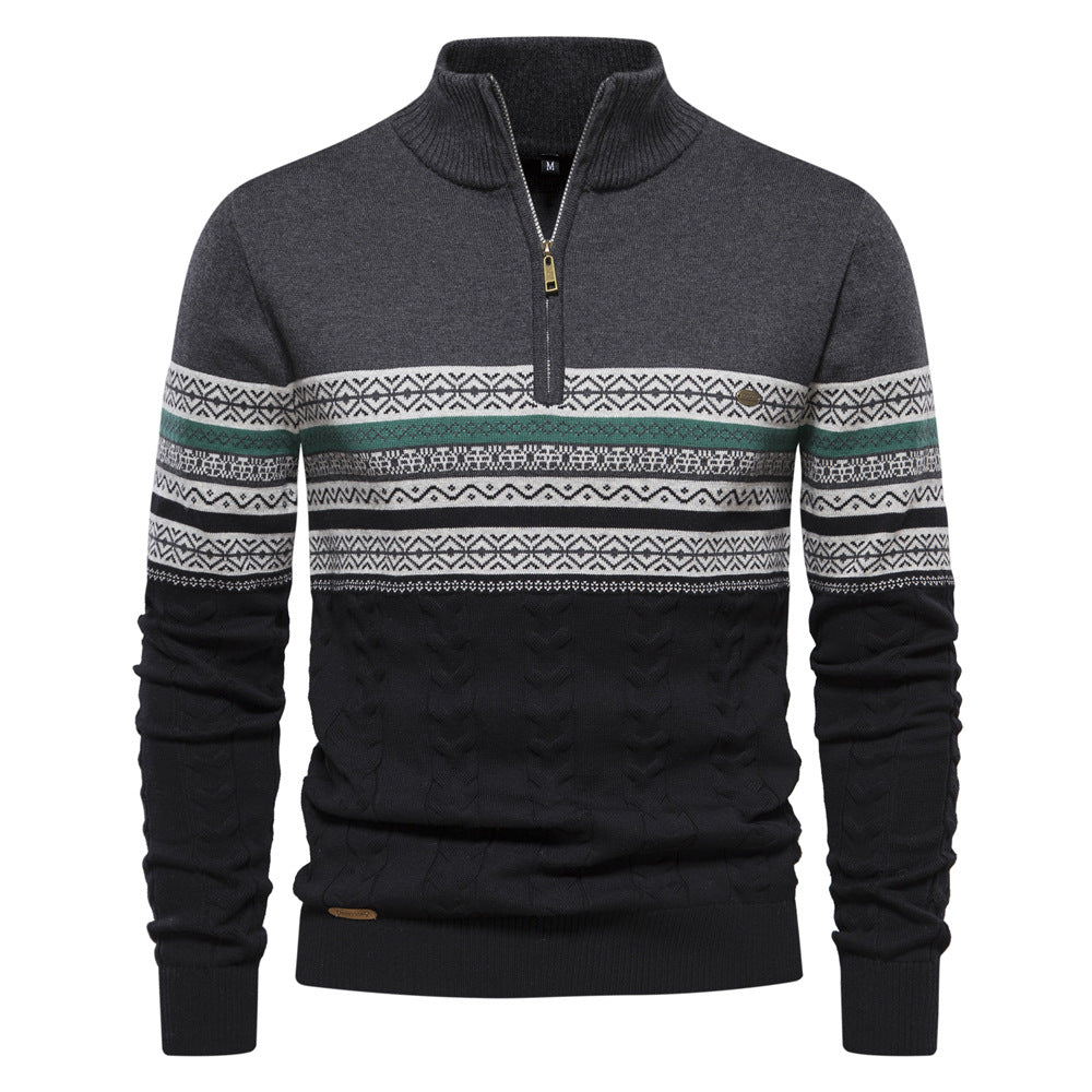 Herren Pullover mit modernem Zipper und attraktiven Farbmustern Echoarchiv