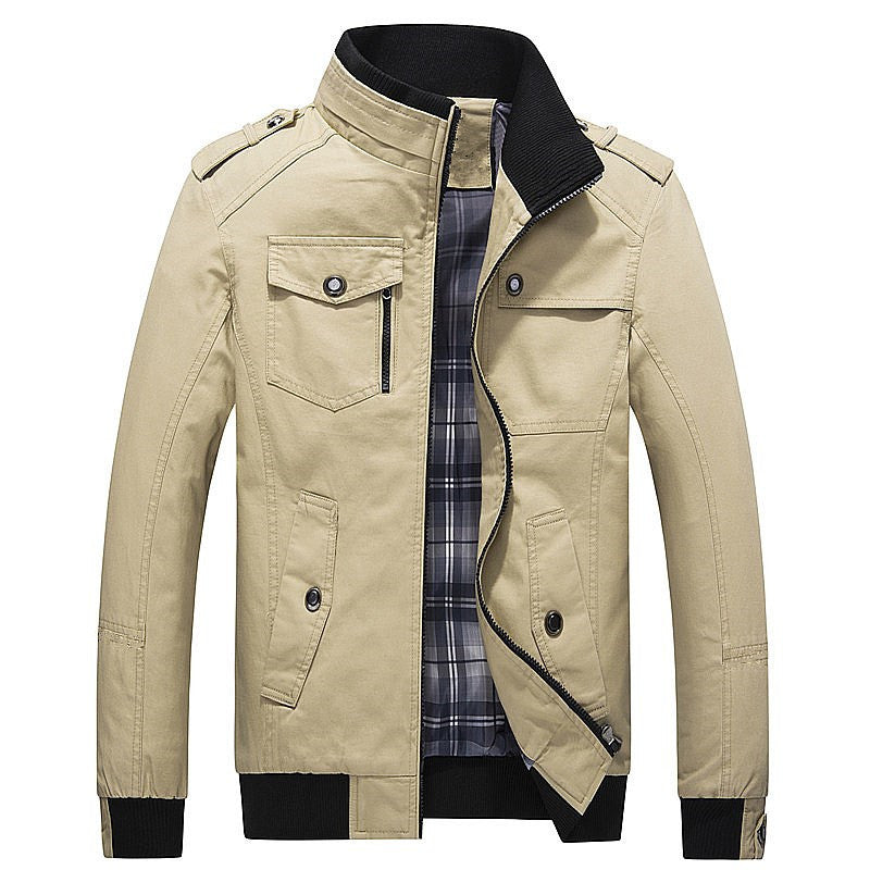 Herren nan leichte Canvas-Fieldjacke mit gesteppter Innenfütterung, Schulterklappen und kontrastierendem Rippbund Echo Archiv