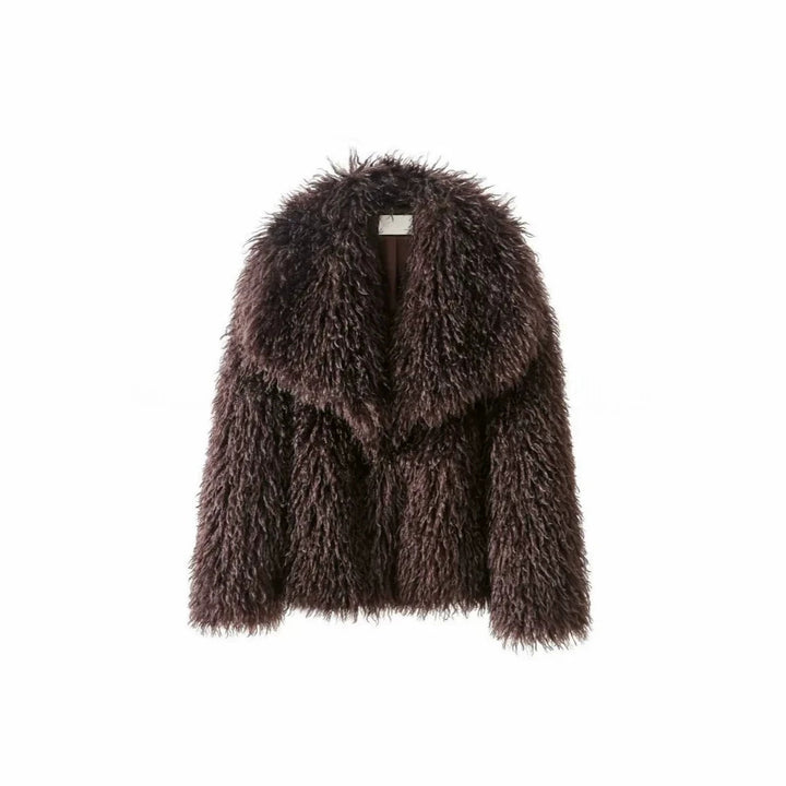 Damen Kurzjacke aus langflorigem Kunstpelz mit extra breitem Schalkragen Echo Archiv