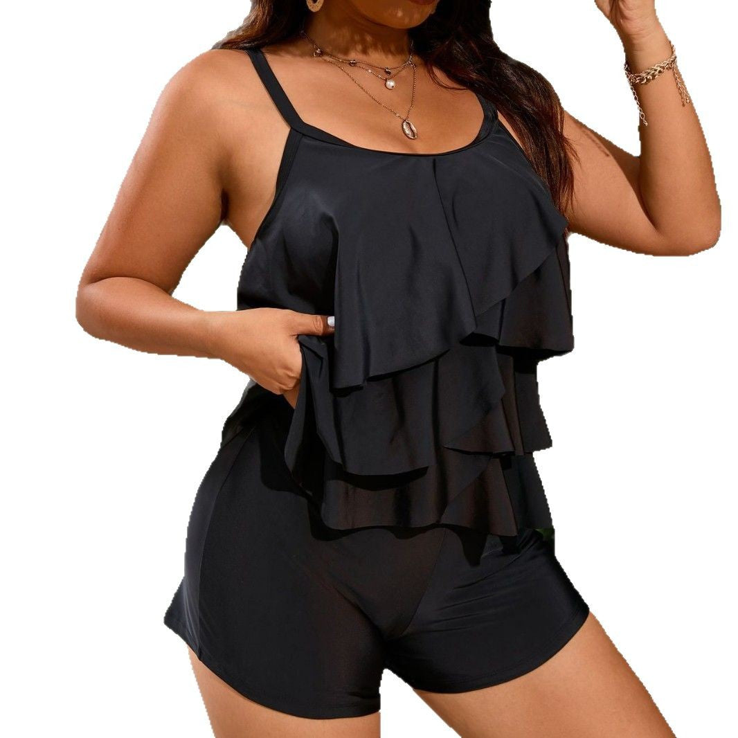 Damen Badeset mit Rüschendesign und kurzen Hosen Echo Archiv