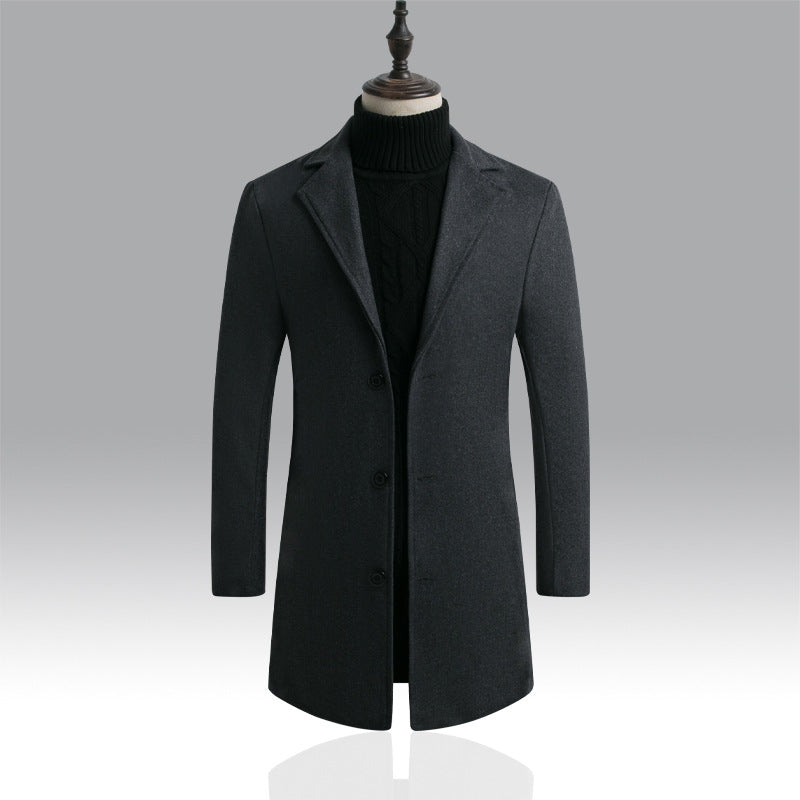 Herren Taillierter einreihiger Wollmantel mit Reverskragen und schlanker Silhouette Echo Archiv